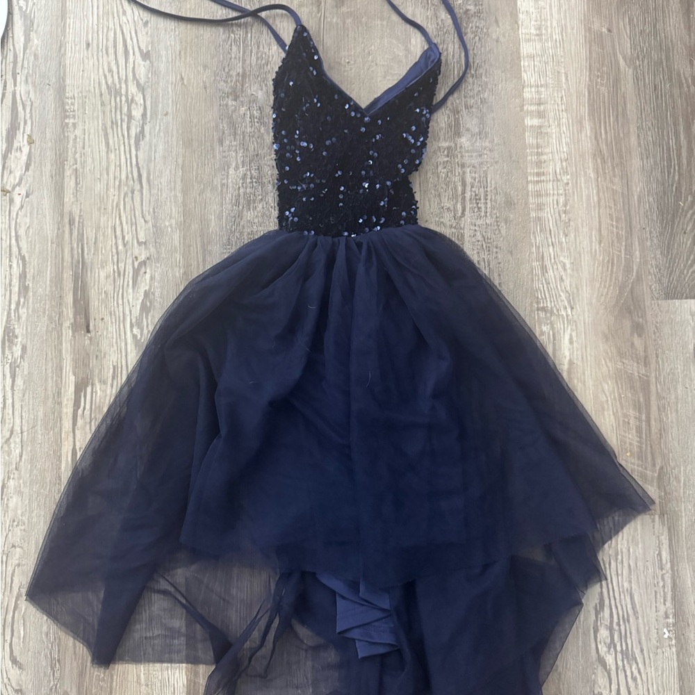 Elegant Navy Blue Sequin Dress